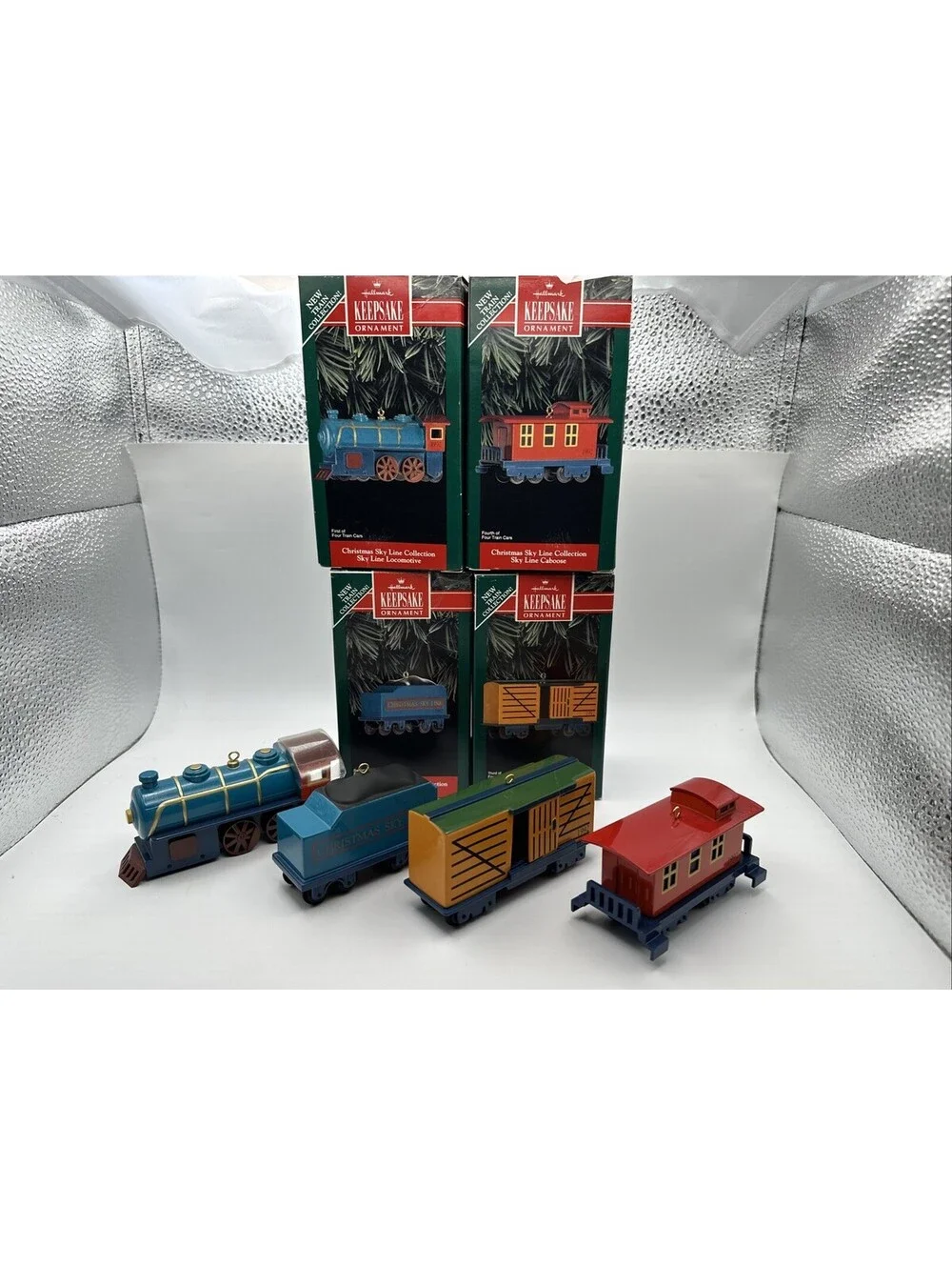 Lot Of 4 Vintage Hallmark Keepsake Ornament Train Car Set 1992 Christmas